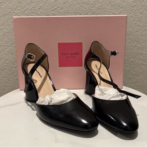 Kate Spade Serene Black Leather Heels Shoes Size: 6.5 NWT